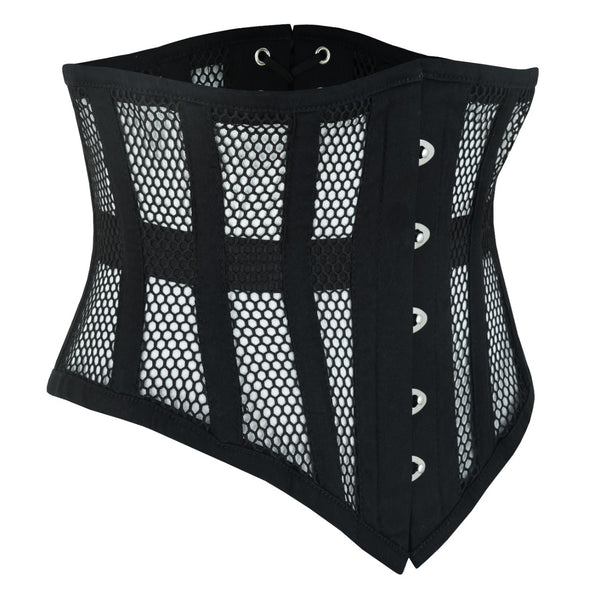 Women Steel-Boned Underbust Waist Training  Black Mesh Corsets Shaper